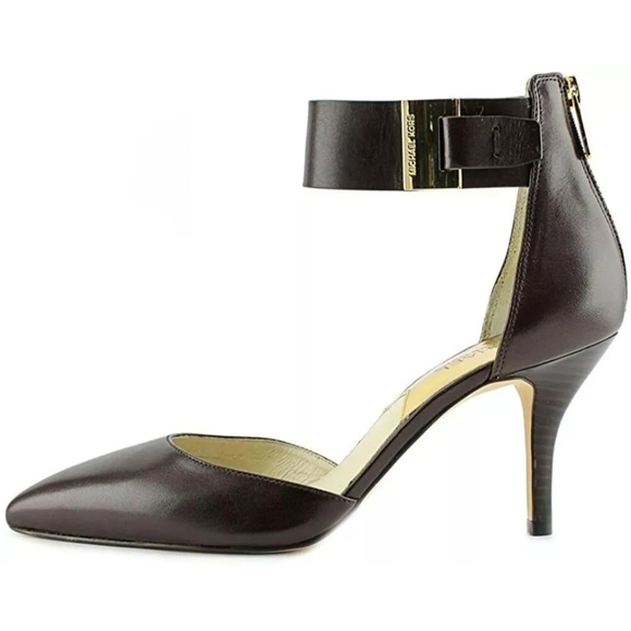 🔥EUC MICHAEL KORS LEATHER GIULIANA MID ANKLE STRAP PUMPS - Picture 2 of 16